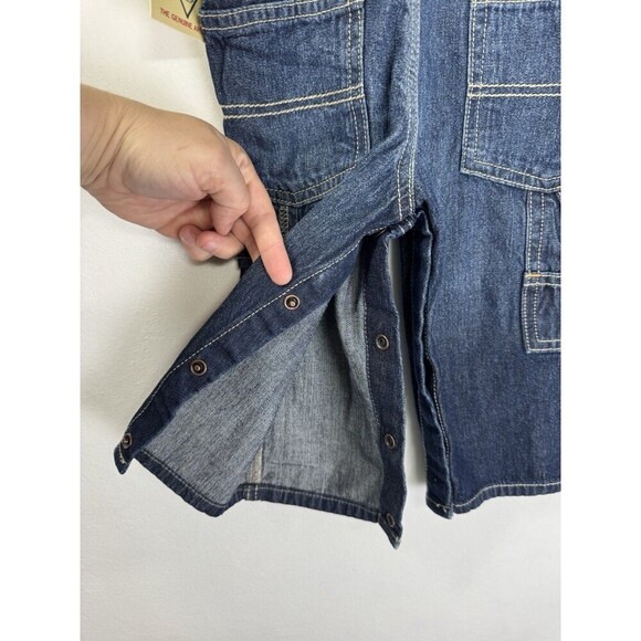 Oshkosh B'Gosh Denim Vestbak Overalls Toddler 12M Blue Snap Button Big Logo Jean - Picture 3 of 8